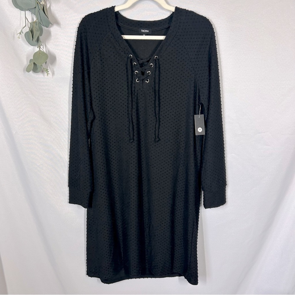 NWT Tacera | Swiss Dot Long Sleeve Mini Dress Women’s Size Medium